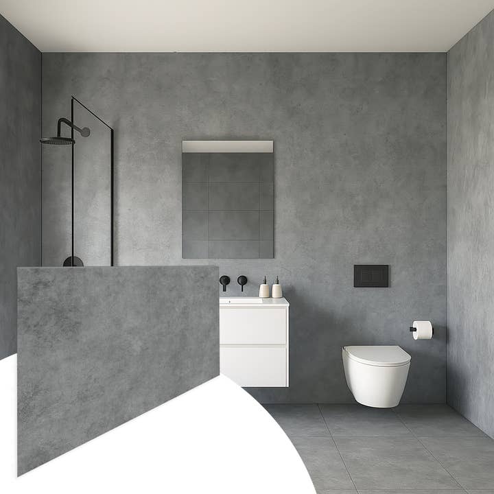 Faux Concrete Panels - 2 ft X 4 ft - Matte, Waterproof DIY Decorative Panels for Walls and Floors - Grey for wholesale by Dundee Deco