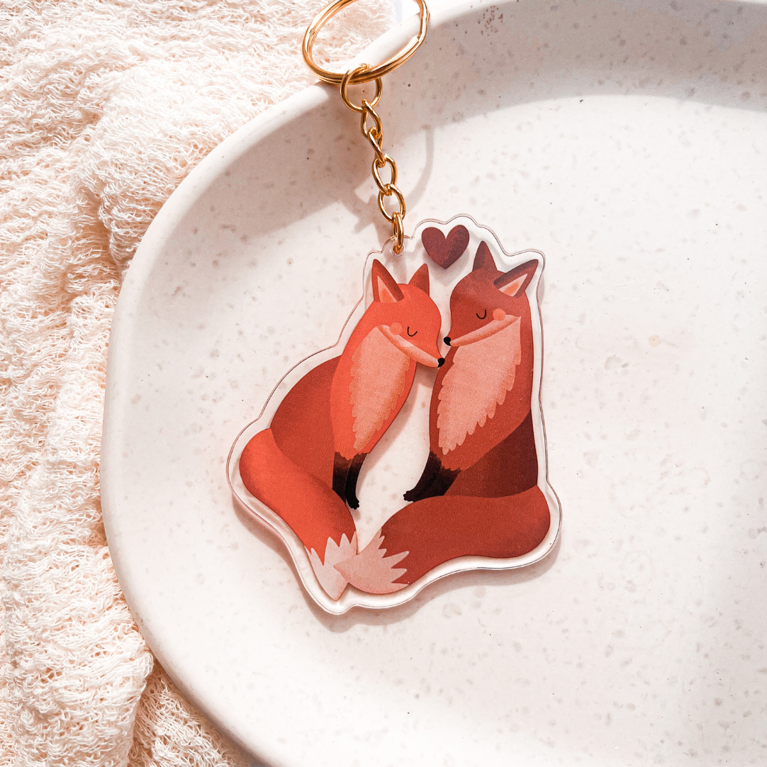 Tilda&Theo - Vendita all'ingrosso Portachiavi - Unisex - Portachiavi Coppia di Volpi in Acrilico - Regalo di Nozze2