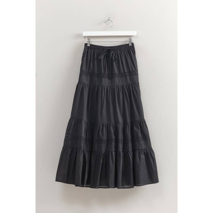 HYFVE - Wholesale Skirt - Women's - HF25C074-High-Waist Cotton Voile Tiered Maxi Skirt