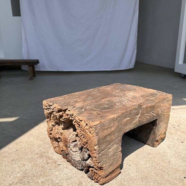 Office Objets - Wholesale Stool - Raw monoxyle organic Asian teak stool27