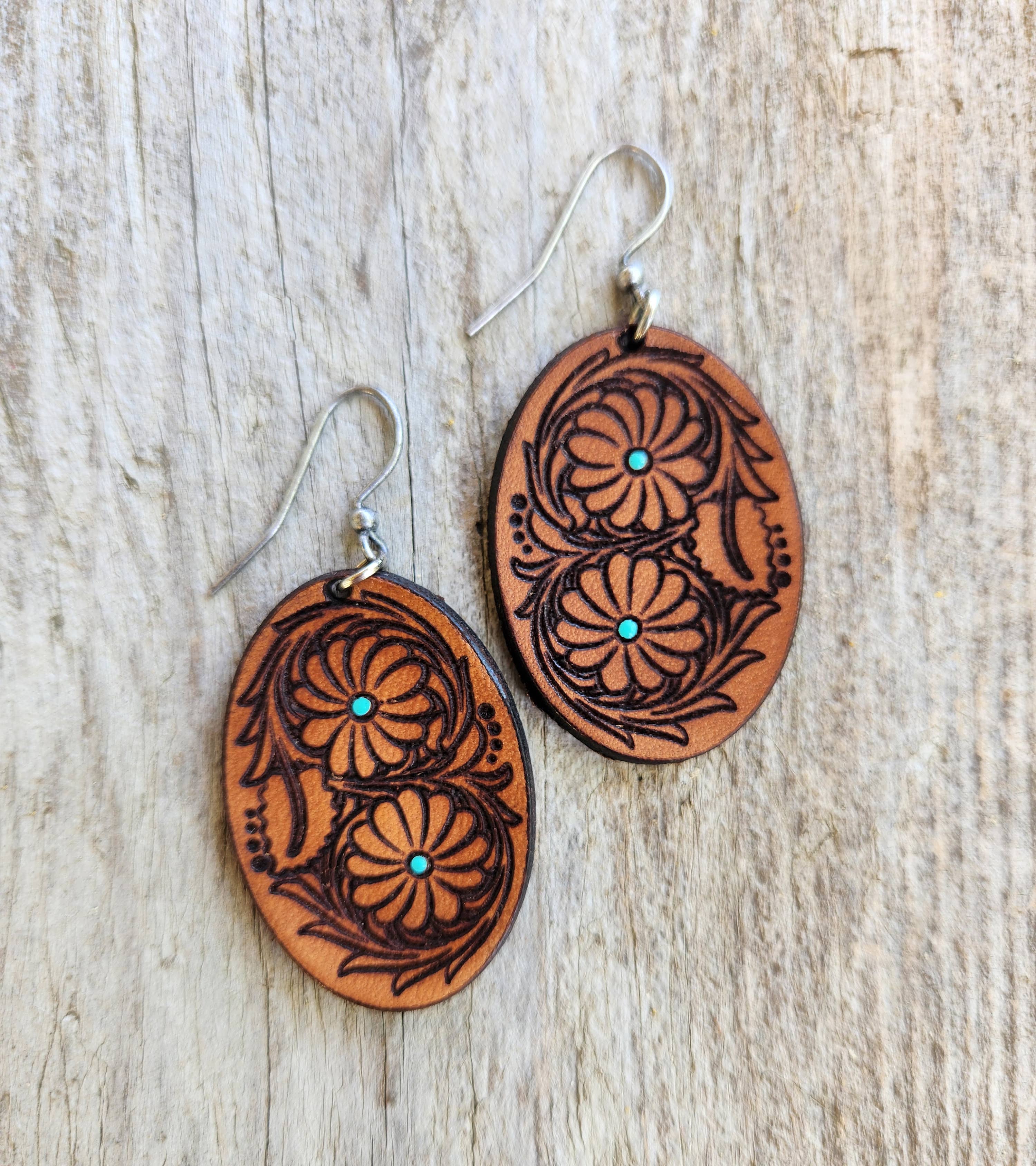 Cocklebur & Co. - Wholesale Dangle earrings - "Laura" Handmade Leather Earrings2