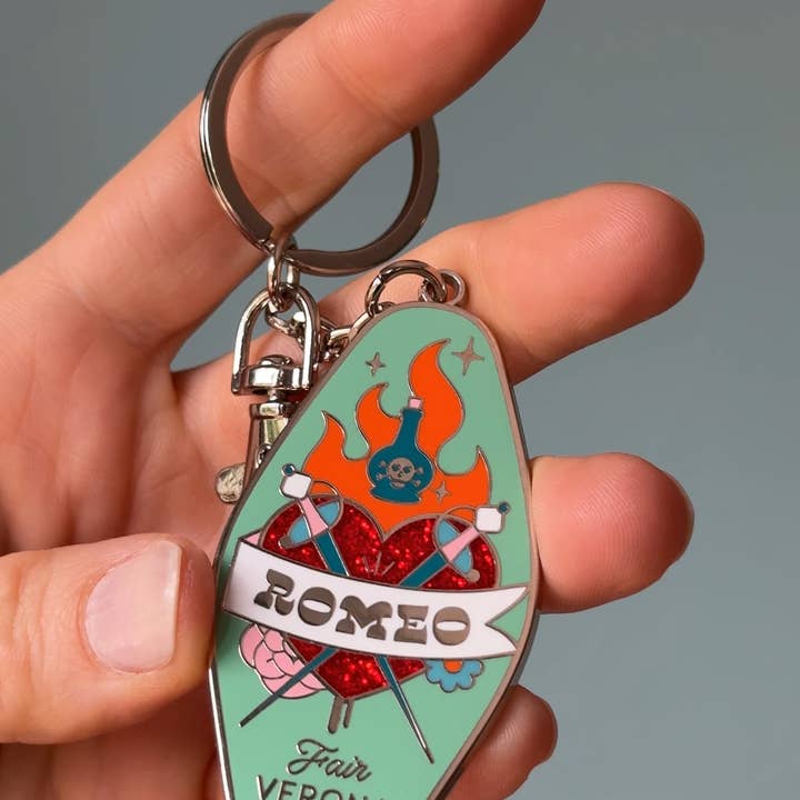 His and Her Romeo + Juliet Key Ring Set motel style Keychain for wholesale by Collectable Cities