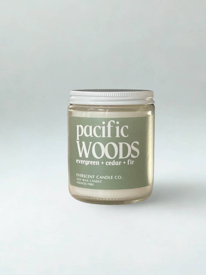 Pacific Woods soy wax candle/woodsy scented candle/ for wholesale by Everscent Candle Co.