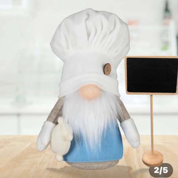 AlexisandGreenberg - Vendita all'ingrosso Decorazione natalizia - A&G Jumbo Chef, a forma di gnomo elfo e cartello, decorazione per la casa, idea regalo