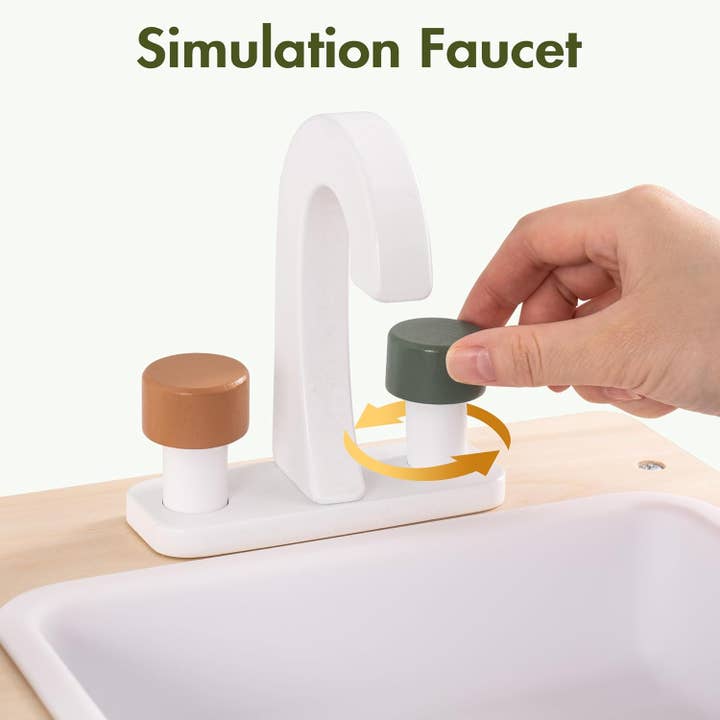 Robud & Mewoofun Official Store - Wholesale Toy Set - Kids - Robud Large Vintage Wooden Play Kitchen for Toddlers 3+6