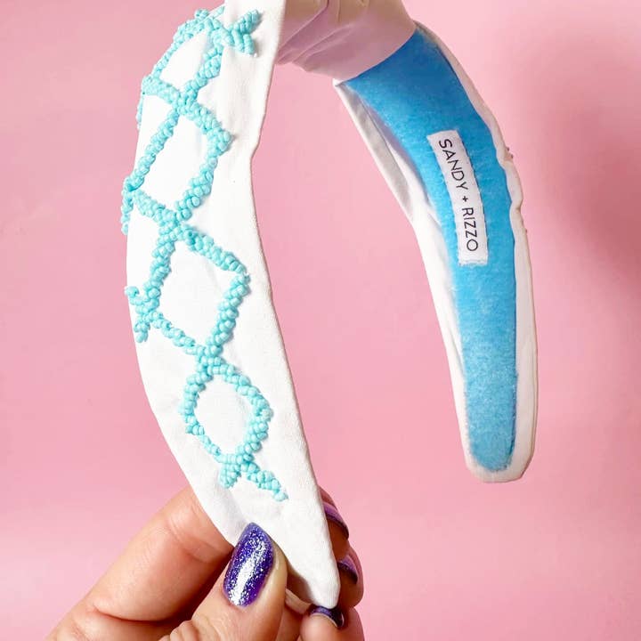 Sandy + Rizzo - Wholesale Fashion Headband - Women's - Blue Lattice Headband0