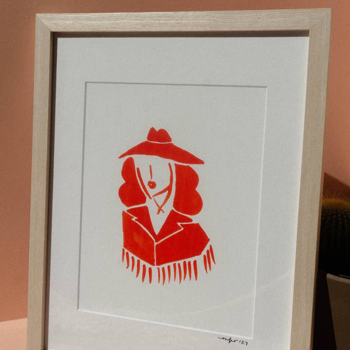 Mel K. Olrich Art - Wholesale Art Print - Modern red cowgirl illustration, western wall art3