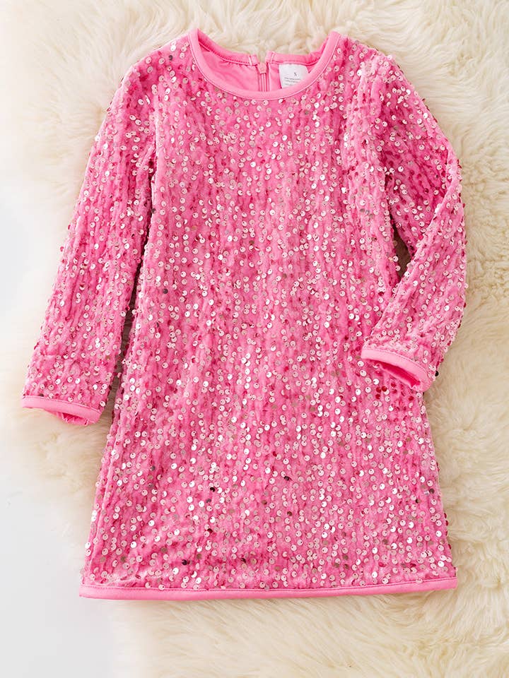 🩷Long sleeve sequins sheath dress for girls. DRG51735 JEAN for wholesale by Kids Charm Online