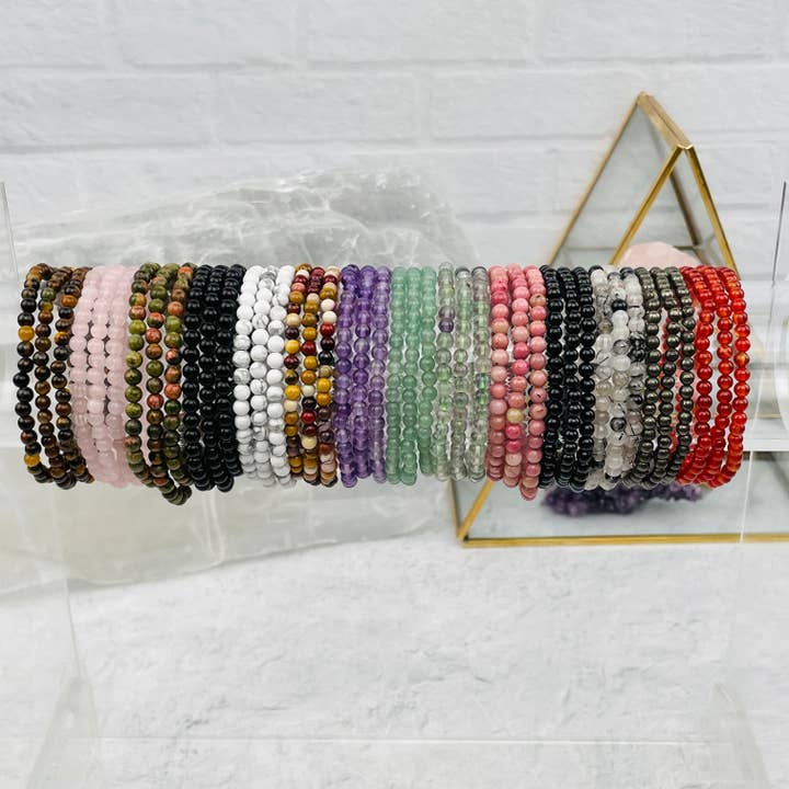 Rock Paradise - Wholesale Beaded Bracelet - 4mm Crystal Gemstone Bracelets - You Select the Gemstone -
