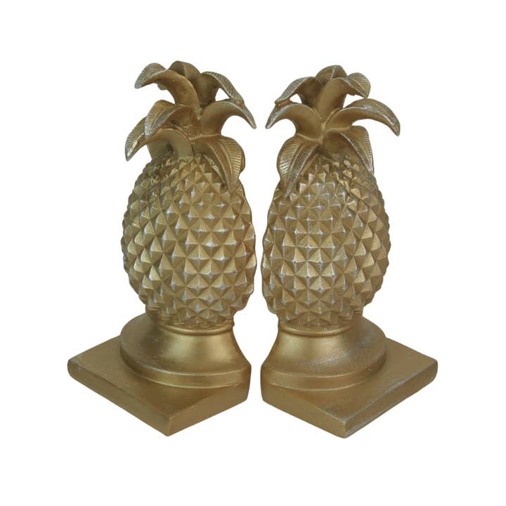 Zeckos - Wholesale Bookend - Elegant Gold Pineapple Bookends 10 Inches High