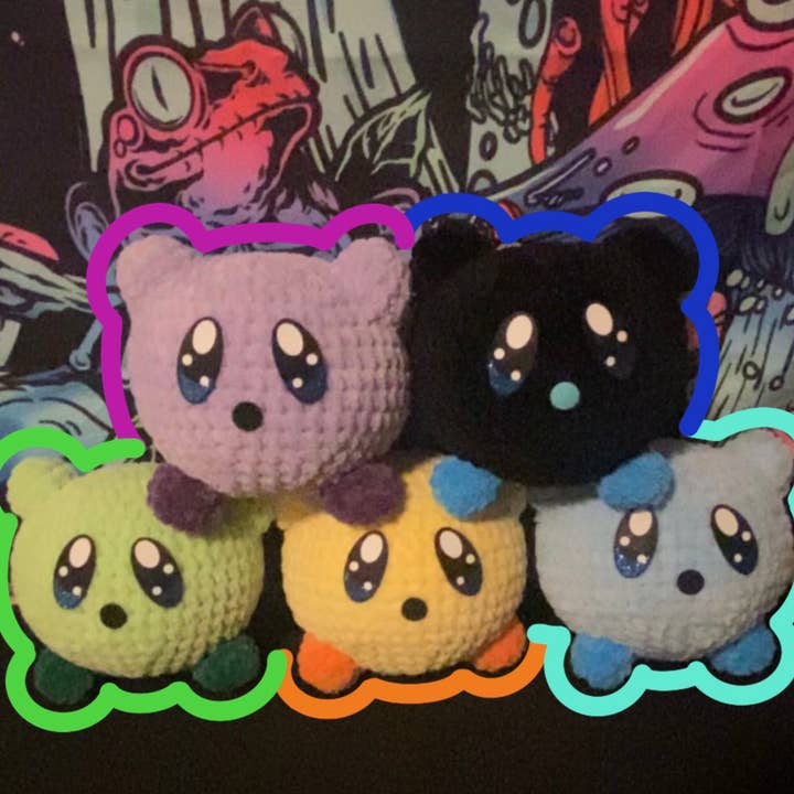 Kirby Inspired Plushies for wholesale by Naked Peach Crochet