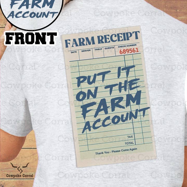 FARM RECEIPT TEE for wholesale by Cowpoke Corral