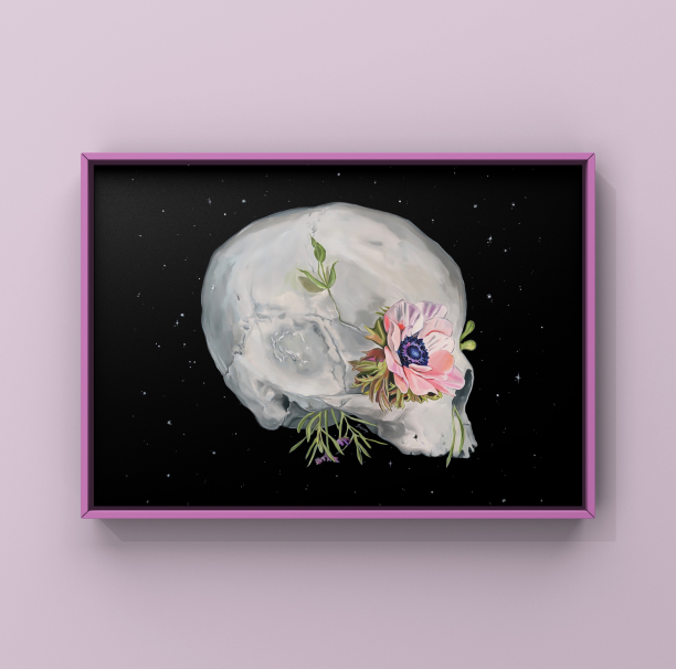 Trisha Thompson Adams - Wholesale Kunstprint - Floral Skull Flower Anatomy Art Print1