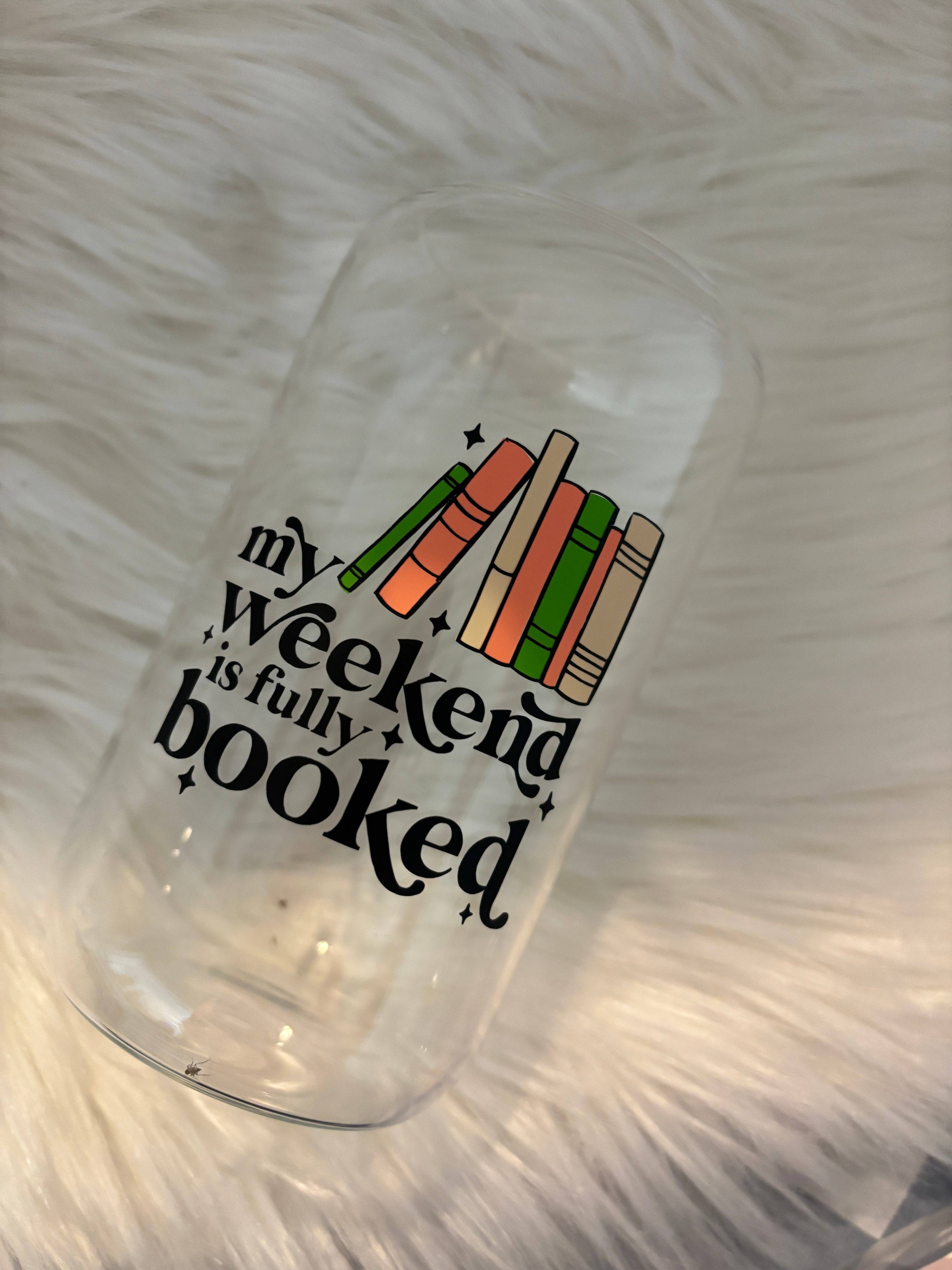 RandyLynnCo - Wholesale Drinking Glass/Cup - Bookish Glass Cup | Weekend is Booked | Spring Time1