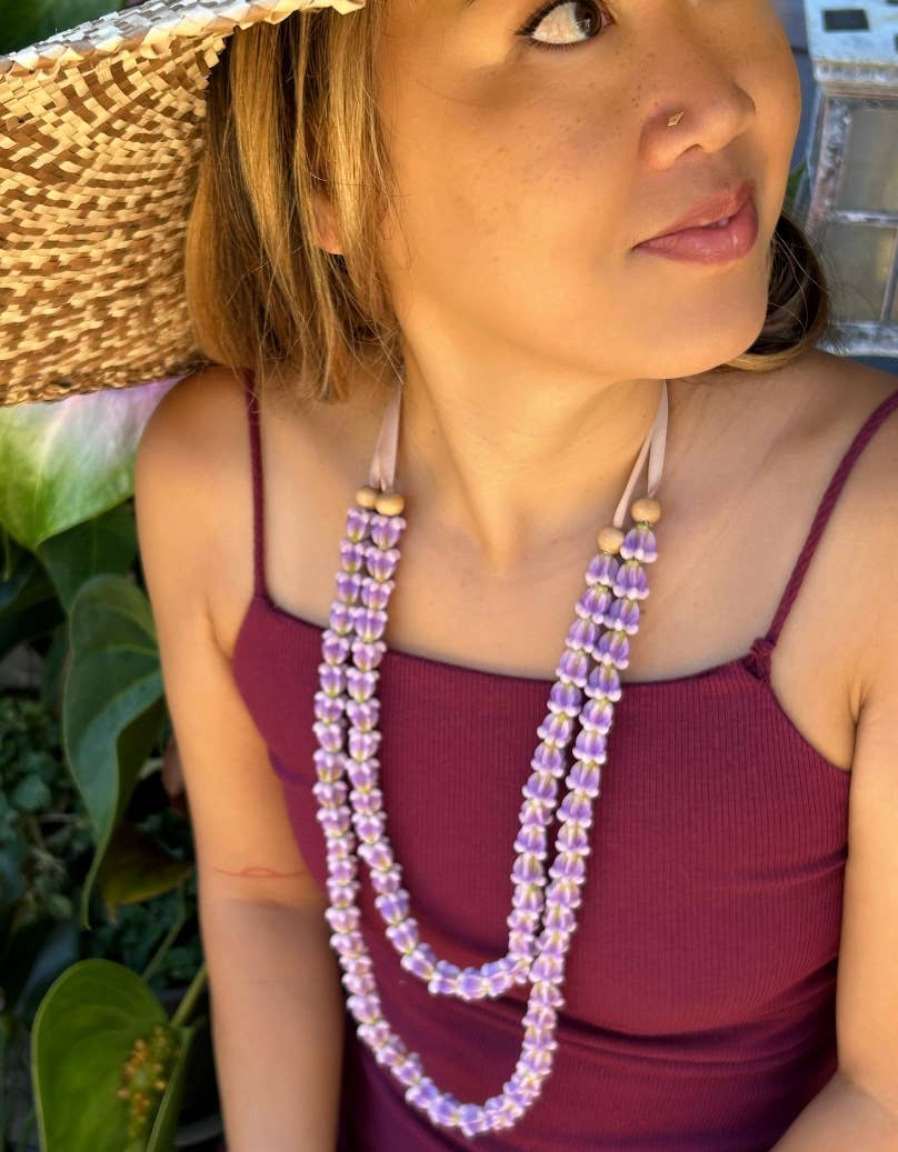 Cali Kai Hawaii - Wholesale Pendant/Charm Necklace - Purple Crown Clay Flower Adjustable Lei3