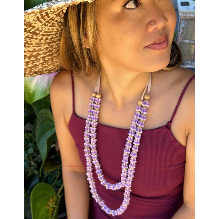 Cali Kai Hawaii - Wholesale Pendant/Charm Necklace - Purple Crown Clay Flower Adjustable Lei3