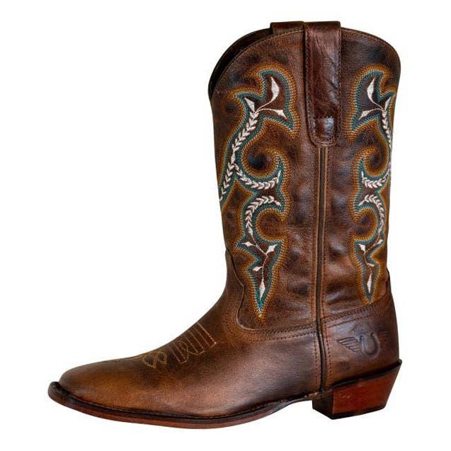 Brown TuffRider Women Jenny Embroidered Leather Square Toe Western Boots for wholesale on Faire1