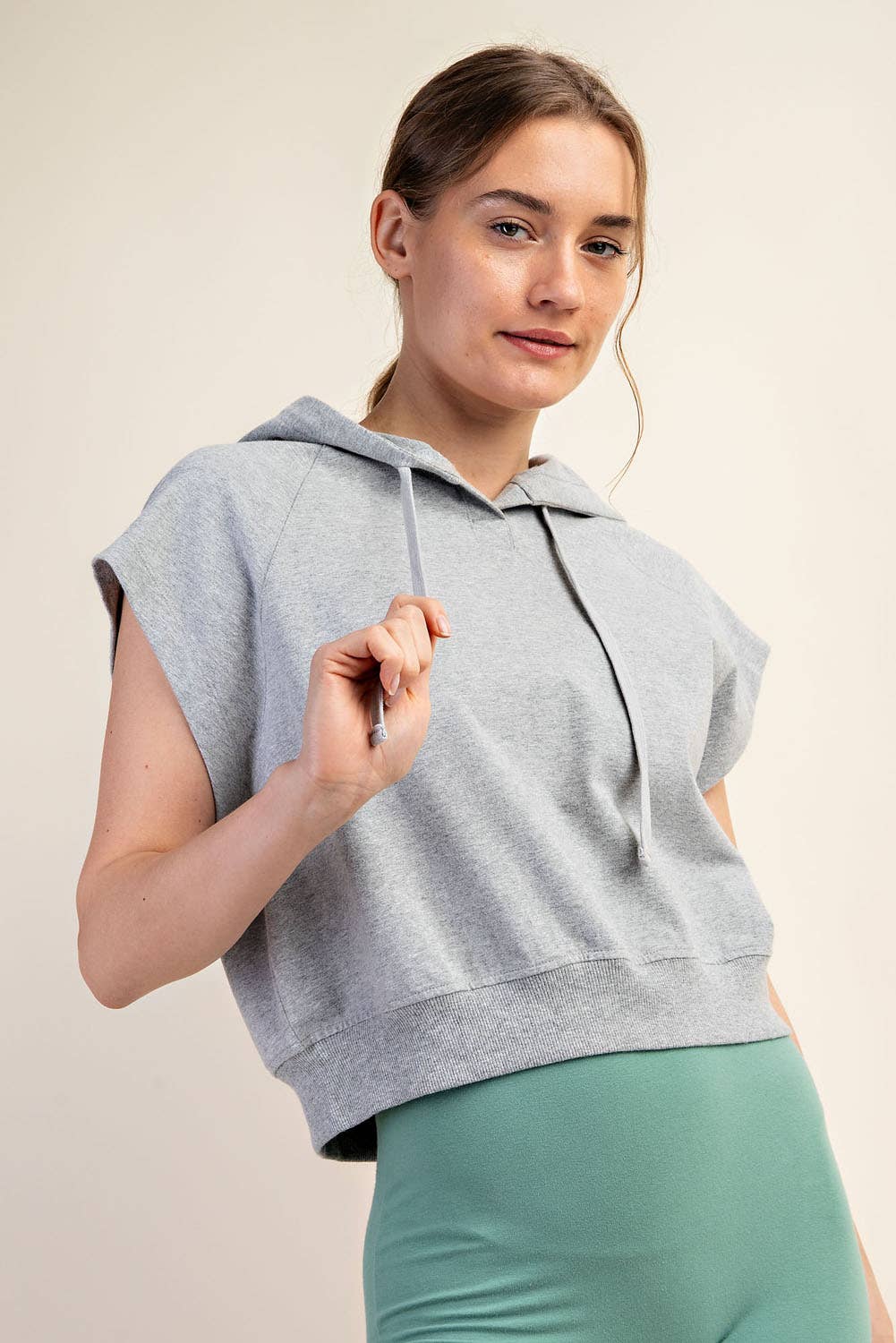 Rae Mode - Wholesale Hoodie - Women's - COTTON LYCRA SHORT SLEEVE HOODIE TOP40