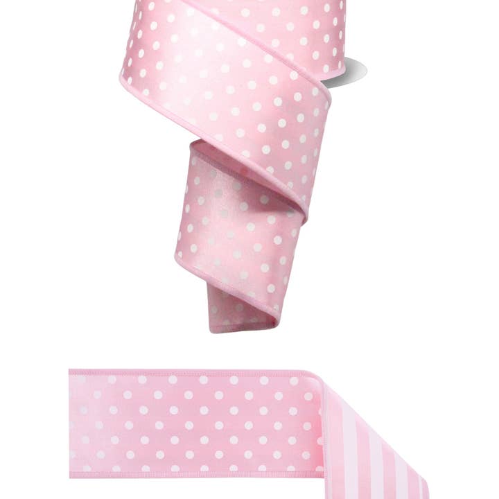 2.5"X10Yd Polka Dot/Stripe/Fused Pink/White LX305622 for wholesale by DecoExchange