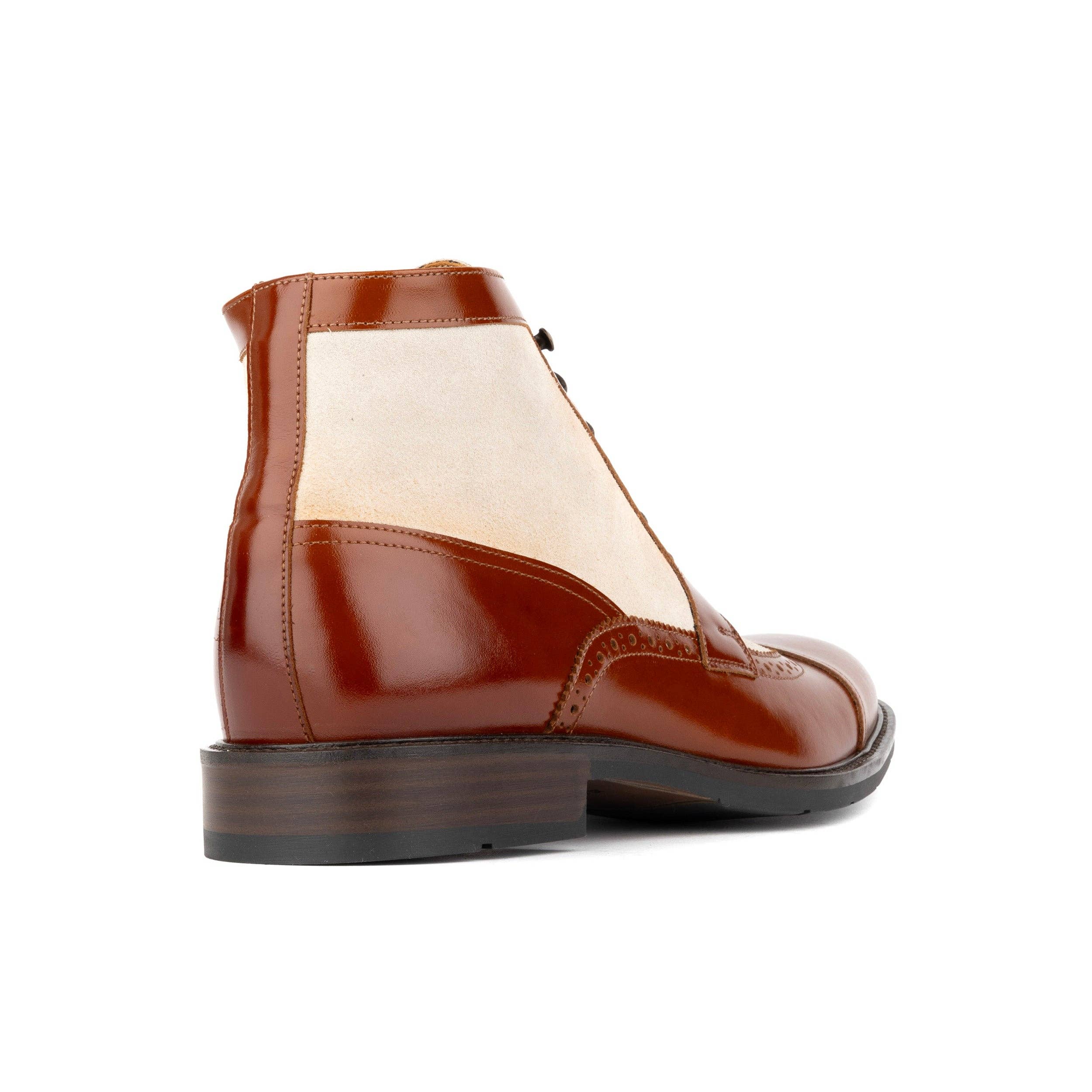 Embassy London – wholesale Chelsea boots – Men's – Charles - Light Tan & Cream - Men's Toe-Cap Dressy Leather & Suede Boot with Brogue Details3