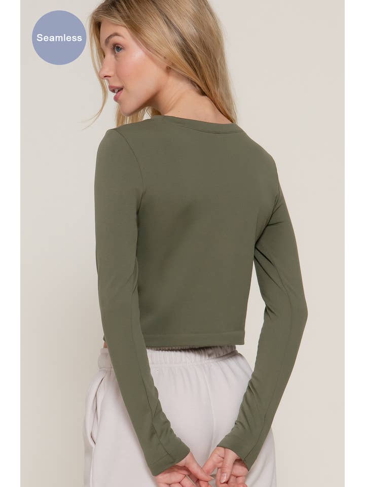 Active Basic | Active USA - Wholesale Knit Top - Women's - Long Sleeve Crew Neck Inner Fur Seamless Crop Top12