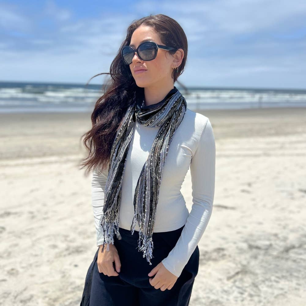 Humble Hilo – wholesale Scarf – Women's – Humble Hilo Multicolored Thread Artisan Scarf37