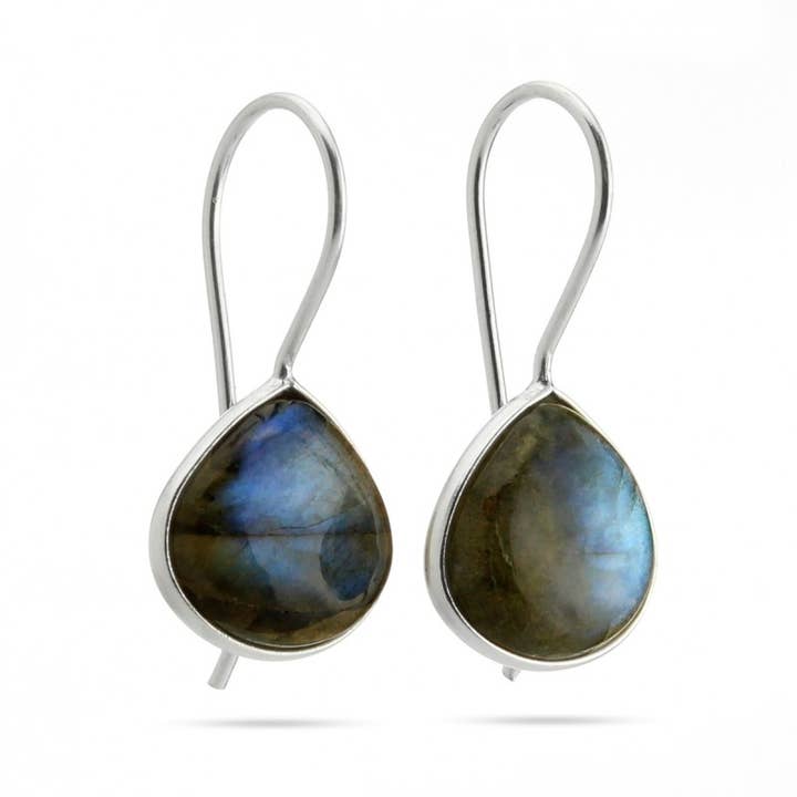 UniArt - Wholesale Dangle Earrings - Silver and stone earrings, basic pear model2