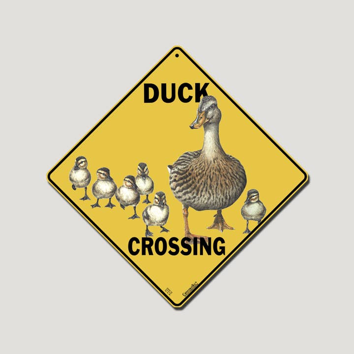 Duck Crossing 12" x 12" Aluminum Sign for wholesale by Atlas Screen Printing