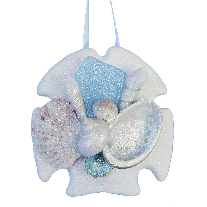 California Seashell Company - Wholesale Ornament - Sea Glass San Dollar Collage Ornament3