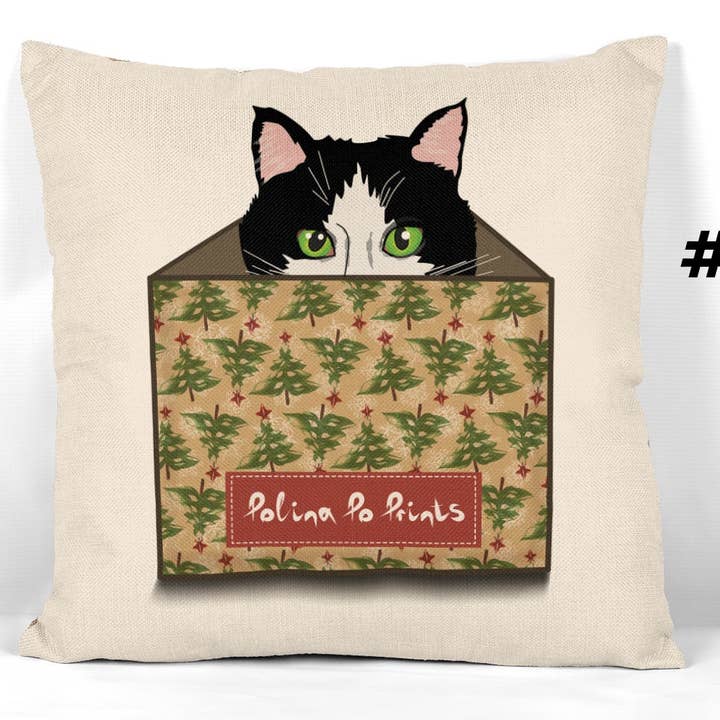 Katzen im Karton Deko für Katzenliebhaber – Lustige Kissenhüllen für den Großhandel von Polina Po Prints