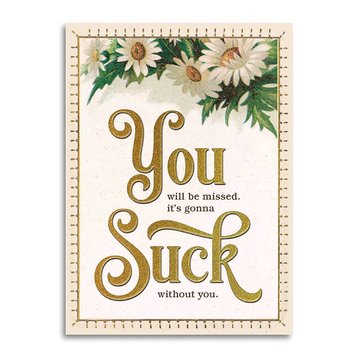 Bad Betty Greeting Co. - Wholesale Retirement Card - Funny Retirement Card - Miss You, Gonna Suck Without You