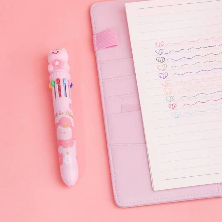 BCmini - Vente Stylos - 23013 STYLO BILLE RÉTRACTABLE 10 COULEURS SAKURA CHAT-366