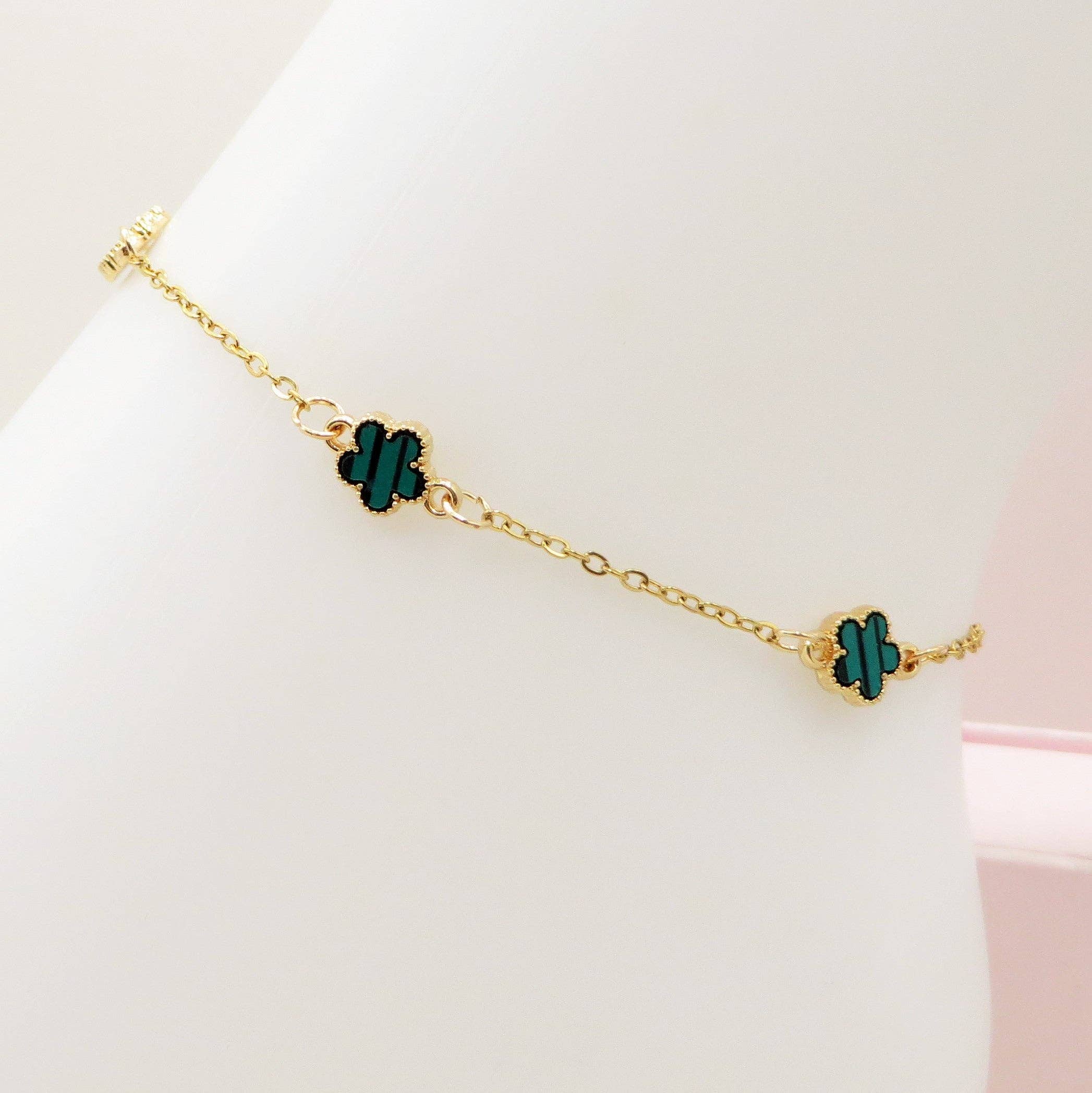 Daemon srls – Engroshandel Ankelkæde – LILY ankelkæde i rustfrit stål med perlemorsblomster6