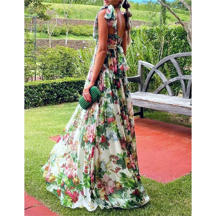 green Resort rose mesh tulle flare dress for wholesale on Faire12