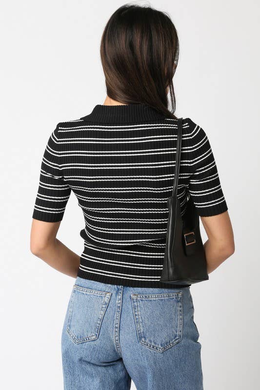 Olivaceous - Wholesale Button Down Shirt - Women's - Ina Stripe Top18