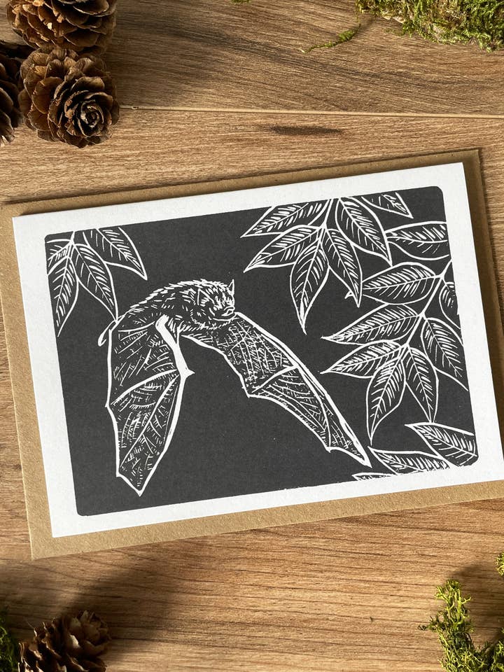 Pipistrelle Bat greeting card for wholesale by Jackdaw and Bear