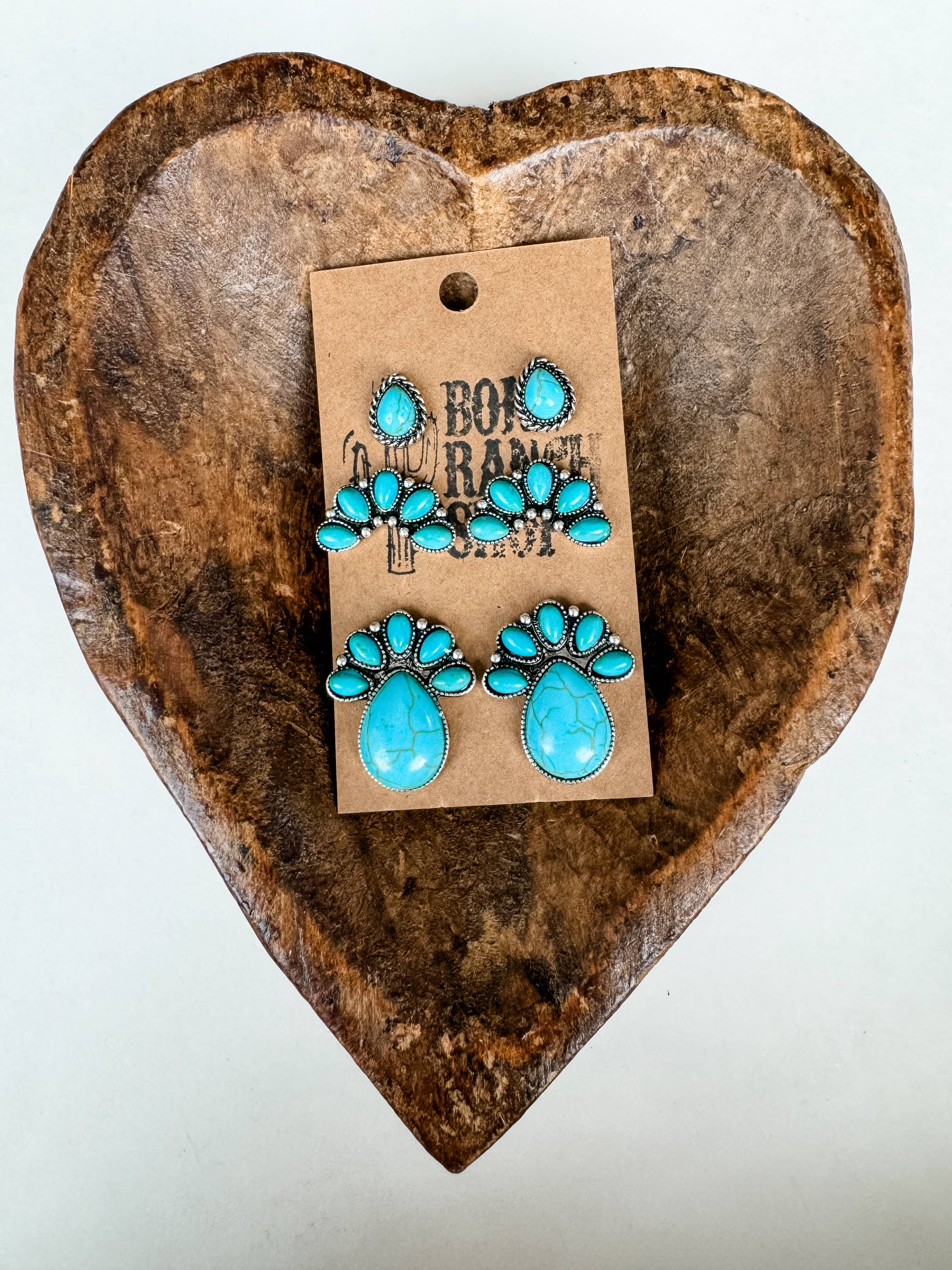 Boho Ranch Shop - Vente Parures de bijoux - Ensemble de 3 paires de boucles d'oreilles Western1