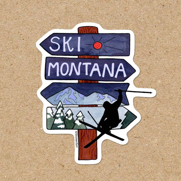 Autocollant en vinyle panneau de piste Ski Montana pour la vente par Sticker Girl