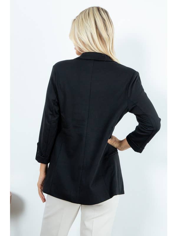 26 International - Wholesale Blazer - Women's - Ponte Blazer With Roll Up Sleeves