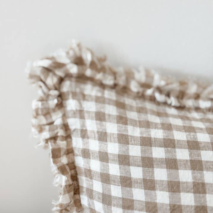Ellenvale Trade - Wholesale Throw Pillow Cover - Hallie Light Brown Gingham Cushion Cover, 50x30