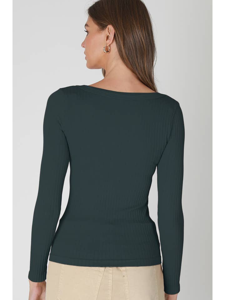 NIKIBIKI - Wholesale Knit Top - Women's - NS8426 - Wide Ribbed Square LS Top10