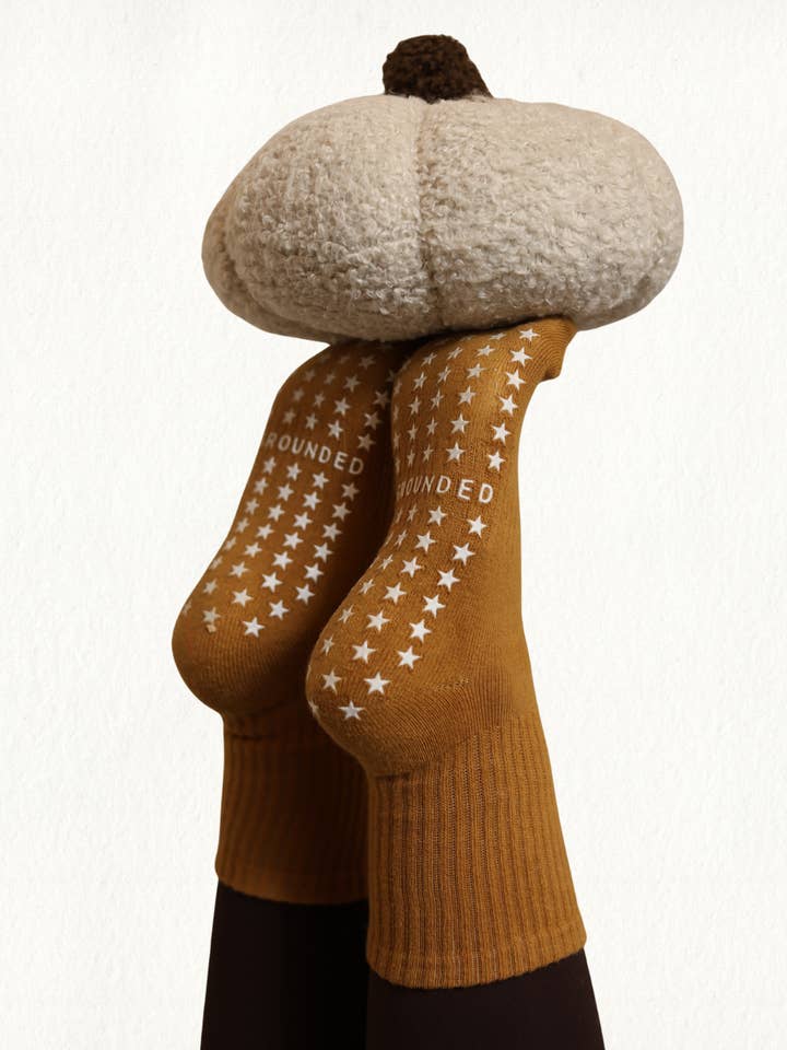 Pumpkin Crew Grip Socks for wholesale by Grounded Grip Socks