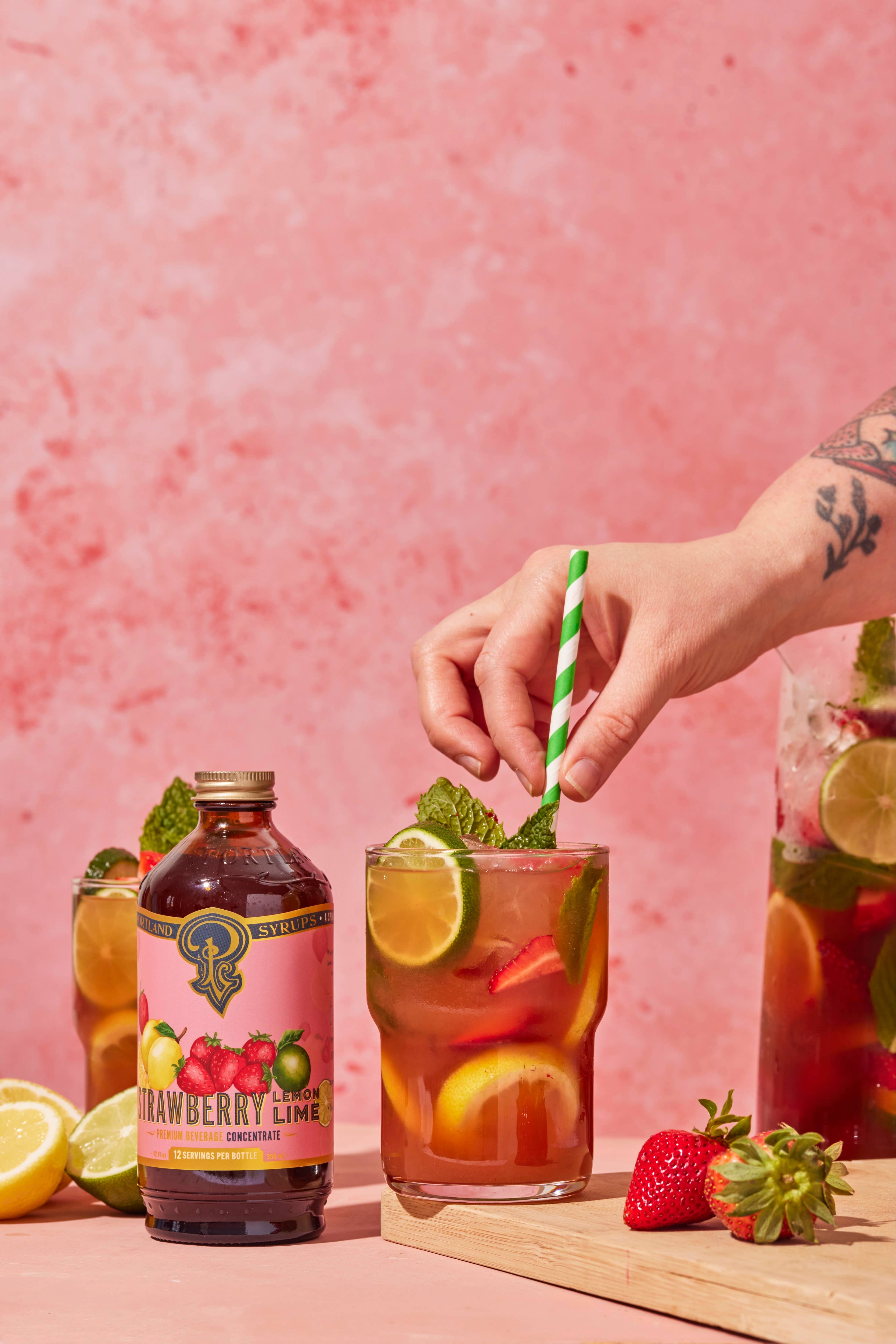 Portland Syrups - Wholesale Cocktail Mix/Syrup - Strawberry Lemon Lime Syrup 12 oz - cocktail / mocktail mix2