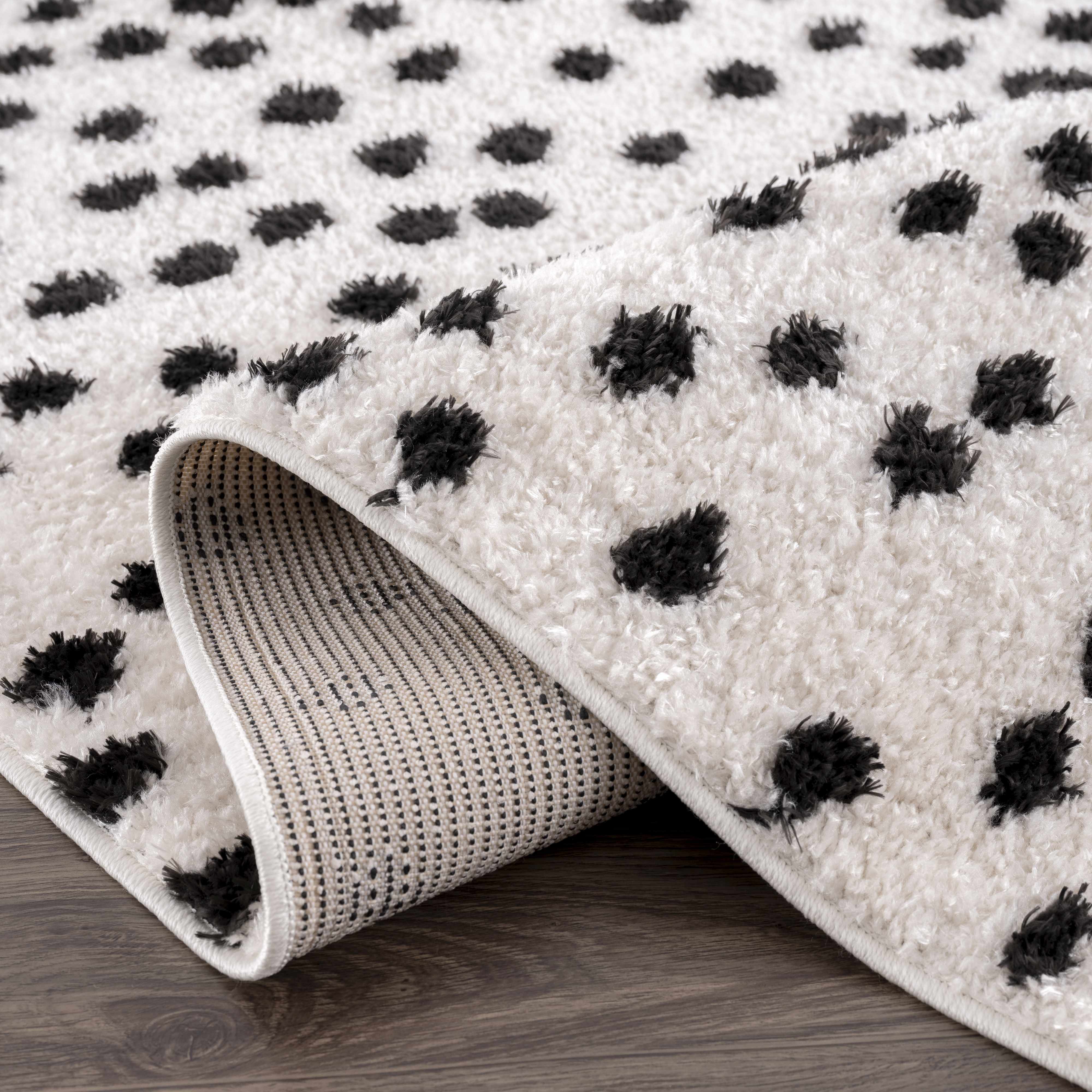 Hauteloom - Wholesale Area Rug - Cansu Black & White Dotted Area Rug9