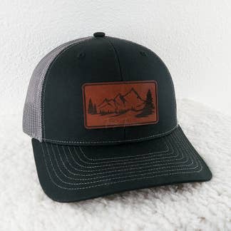 Mountain Landscape Leather Hat Patch for wholesale by Trendy Transfers