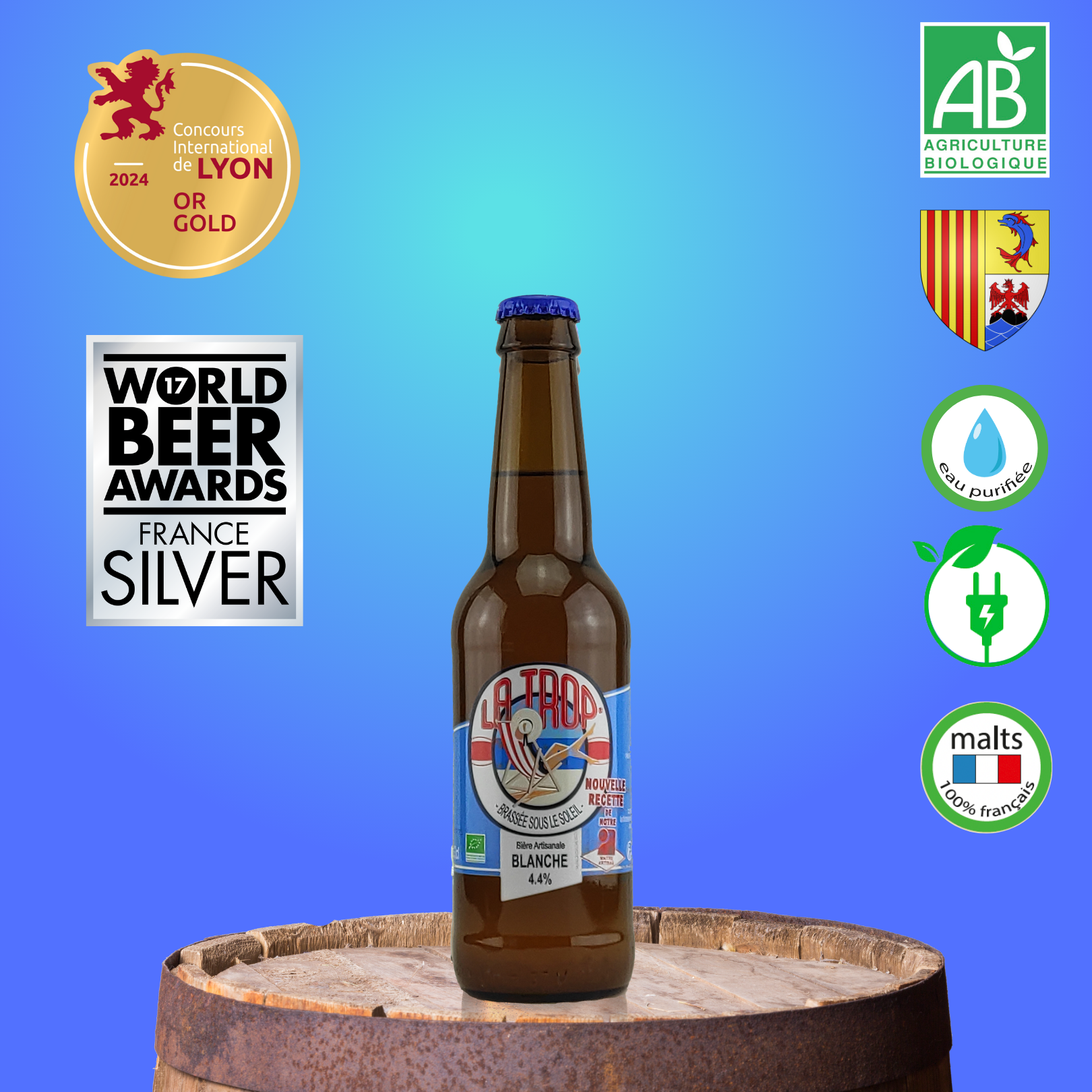 Brasserie Artisanale Carteron - Wholesale Beer - LA TROP White Provence Craft Beer 4.4% 33cl1