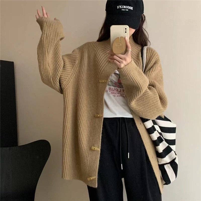 Mirazshoes WholeSale – Camisola túnica - Mulher por atacado – Camisola de Malha Larga com Gola Alta1