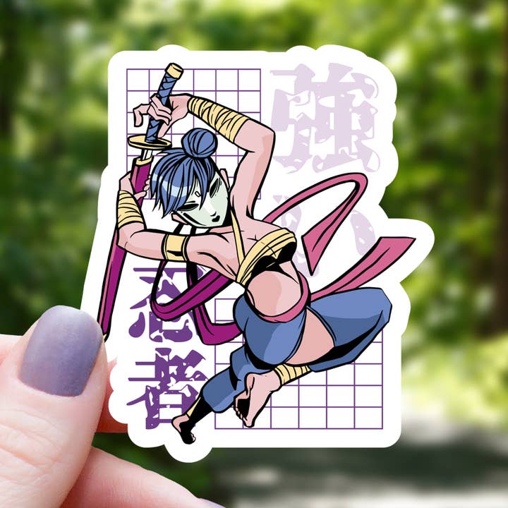 Kitsune Anime Girl Samurai Sticker - 3" for wholesale by Mimic Gaming Co