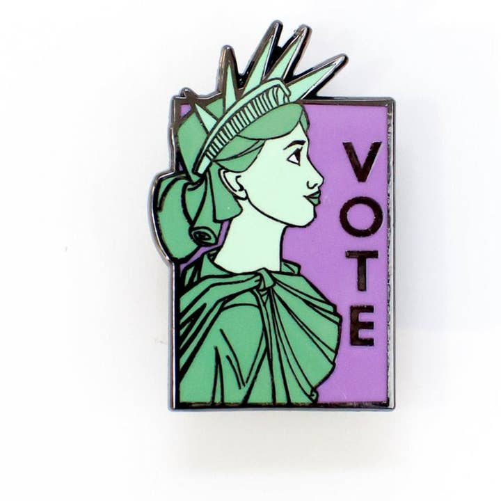 Vote - Lady Liberty - She Series Enamel Pin for wholesale by Karen Hallion Illustration