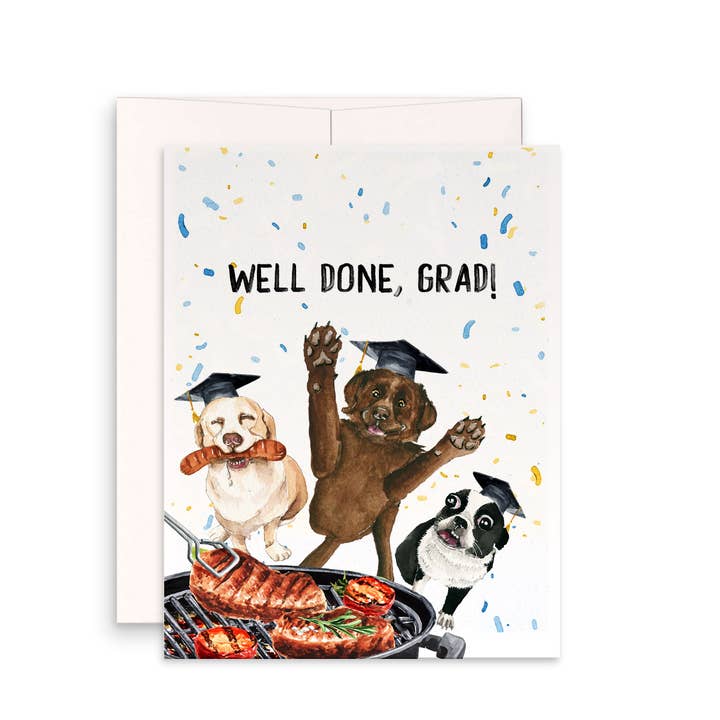 Graduation BBQ Dogs - Funny Graduation Card for wholesale by Liyana Studio
